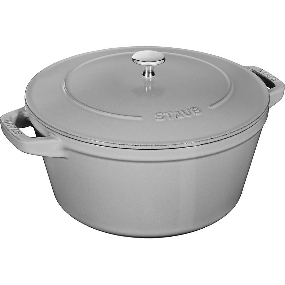 Staub Cast Iron 4-qt Round Cocotte with Glass Lid - Graphite Grey