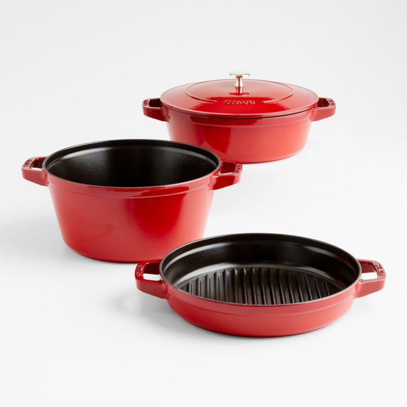 Staub ® Cherry Red 4-Piece Stackable Cookware Set - image 5 of 9