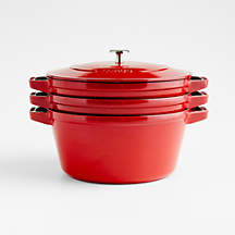 Staub Cherry Red 4-Piece Stackable Cookware Set | Crate & Barrel