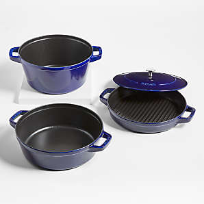 Staub Matte Black 4-Piece Stackable Cookware Set + Reviews, Crate & Barrel