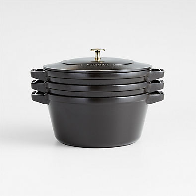 View Staub ® Matte Black 4-Piece Stackable Cookware Set details