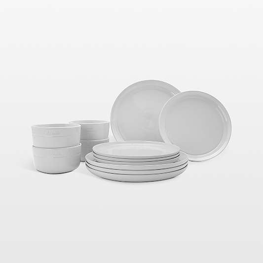 Staub 12-Piece White Stoneware Dinnerware Set