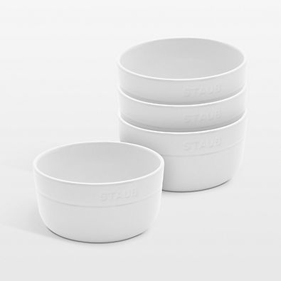 View Staub White Stoneware Cereal Bowls, Set of 4 details