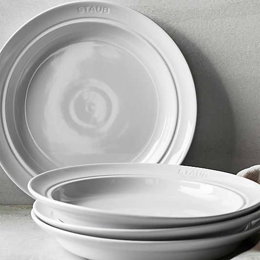 Staub White Stoneware Pasta Bowls, Set of 4