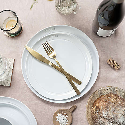 Staub White Stoneware Salad Plates, Set of 4