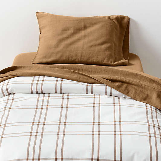 Stax Almond Brown Yarn-Dyed Organic Cotton Toddler Duvet Cover