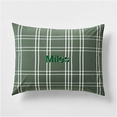 Stax Pine Green Organic Yarn-Dyed Organic Cotton Kids Pillow Sham