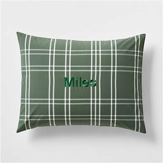 Stax Pine Green Organic Yarn-Dyed Organic Cotton Kids Pillow Sham