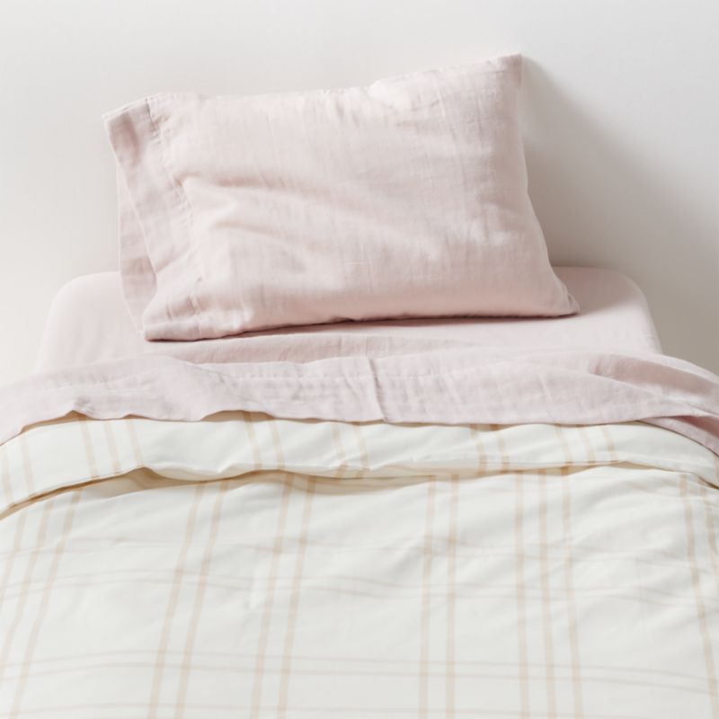 Stax Elegant Pink Yarn-Dyed Organic Cotton Toddler Duvet Cover - image 0 of 5