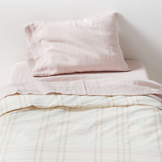 Stax Elegant Pink Yarn-Dyed Organic Cotton Toddler Duvet Cover