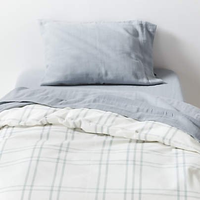 Stax Mist Blue Organic Cotton Toddler Duvet Cover