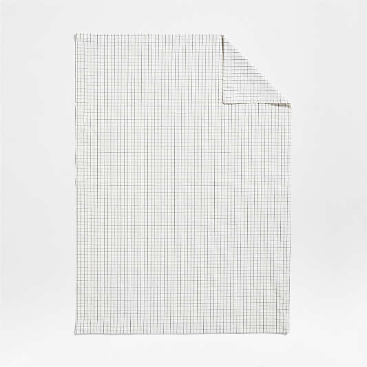 Stax Mini Grid Grey Yarn-Dyed Organic Cotton Toddler Duvet Cover