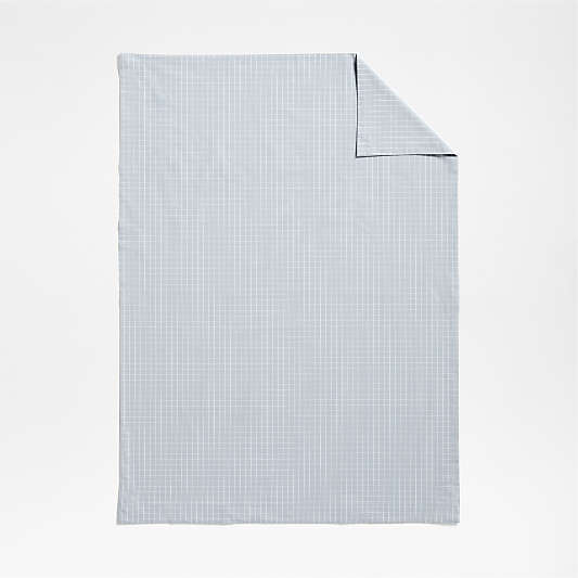 Stax Mini Grid Mist Blue Yarn-Dyed Organic Cotton Toddler Duvet Cover