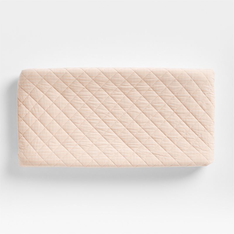 Stax Mini Grid Elegant Pink Yarn-Dyed Organic Cotton Baby Changing Pad Cover - image 1 of 2