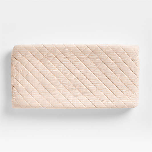 Stax Mini Grid Elegant Pink Yarn-Dyed Organic Cotton Baby Changing Pad Cover