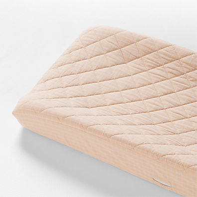 View Stax Mini Grid Elegant Pink Yarn-Dyed Organic Cotton Baby Changing Pad Cover details