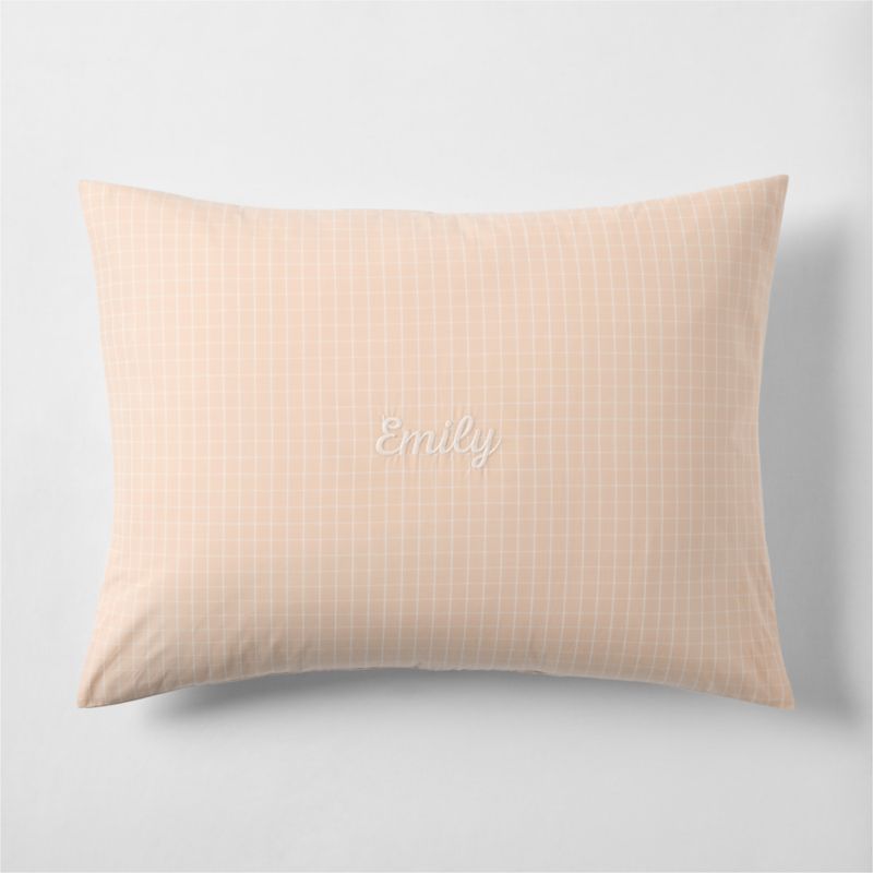 Stax Mini Grid Elegant Pink Yarn-Dyed Organic Cotton Kids Pillow Sham - image 3 of 5