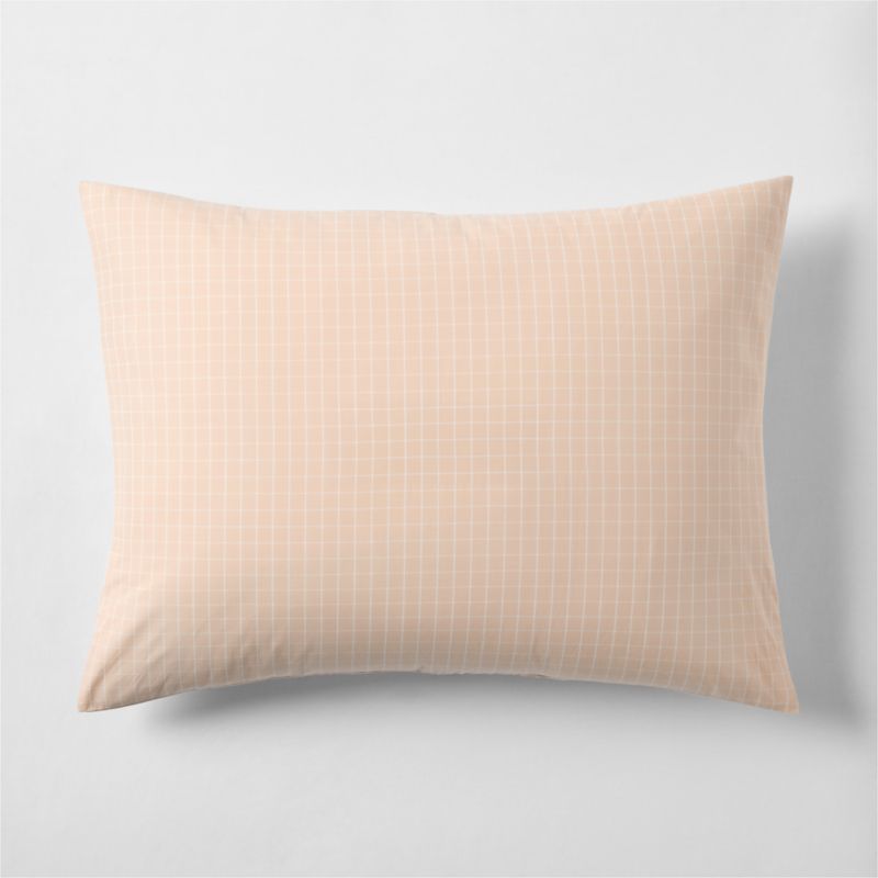 Stax Mini Grid Elegant Pink Yarn-Dyed Organic Cotton Kids Pillow Sham - image 0 of 5