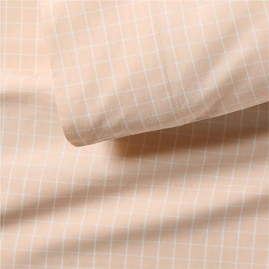 Stax Mini Grid Elegant Pink Yarn-Dyed Organic Cotton Kids Twin Sheet Set