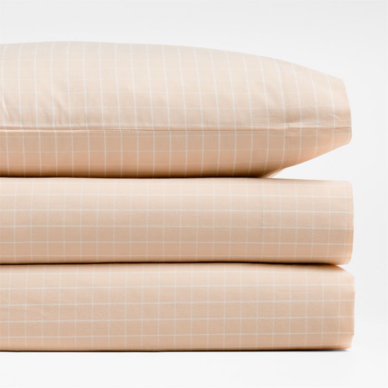 Stax Mini Grid Elegant Pink Yarn-Dyed Organic Cotton Toddler Sheet Set - image 3 of 4