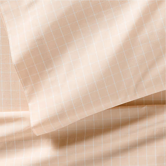 Stax Mini Grid Elegant Pink Yarn-Dyed Organic Cotton Toddler Sheet Set