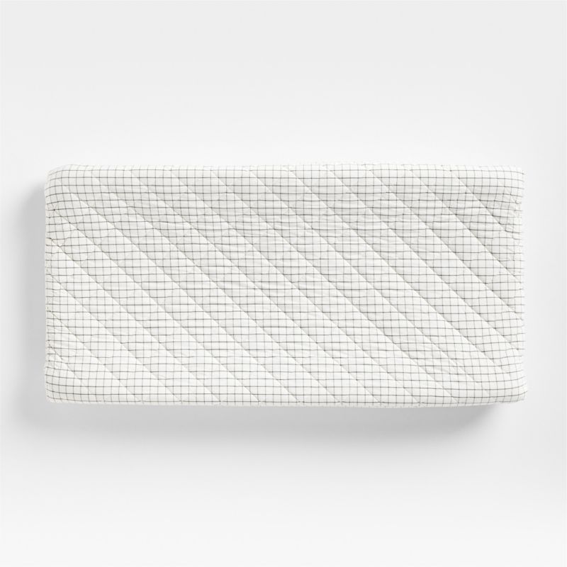 Stax Mini Grid Grey Yarn-Dyed Organic Cotton Baby Changing Pad Cover - image 1 of 2