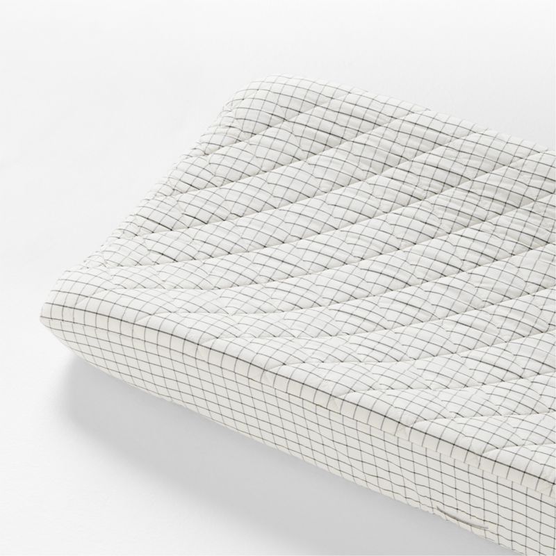 Stax Mini Grid Grey Yarn-Dyed Organic Cotton Baby Changing Pad Cover - image 0 of 2