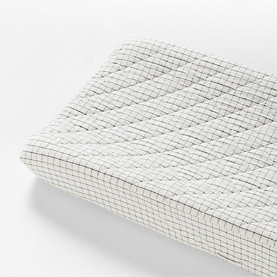 View Stax Mini Grid Grey Yarn-Dyed Organic Cotton Baby Changing Pad Cover details