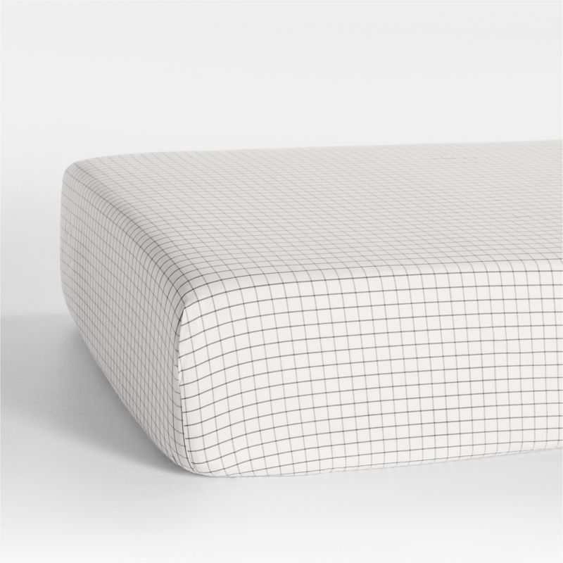 Stax Mini Grid Grey Yarn-Dyed Organic Cotton Baby Crib Fitted Sheet - image 0 of 8