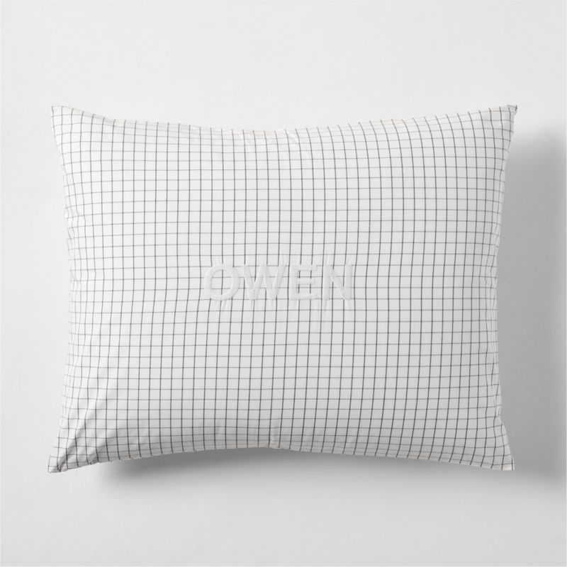 Stax Mini Grid Grey Yarn-Dyed Organic Cotton Kids Pillow Sham - image 3 of 5