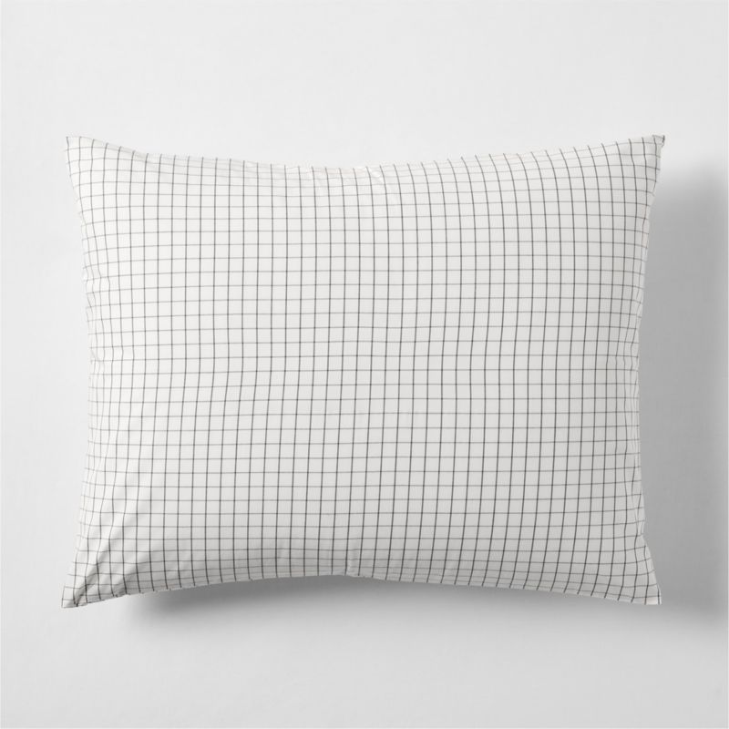 Stax Mini Grid Grey Yarn-Dyed Organic Cotton Kids Pillow Sham - image 0 of 5