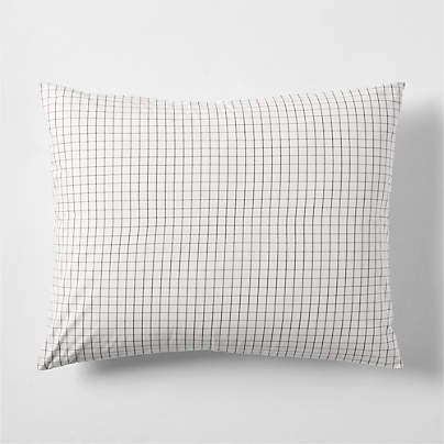 Stax Mini Grid Grey Yarn-Dyed Organic Cotton Kids Pillow Sham