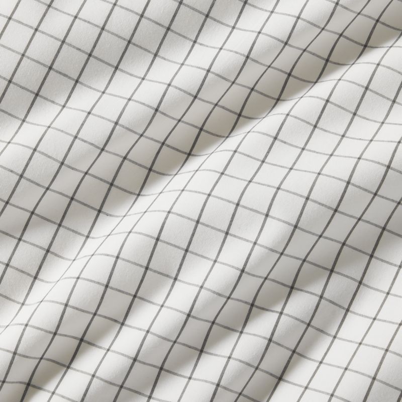 Stax Mini Grid Grey Yarn-Dyed Organic Cotton Kids Twin Duvet Cover - image 5 of 7