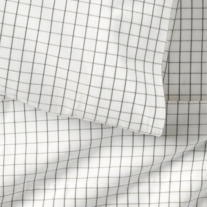 Stax Mini Grid Grey Yarn-Dyed Organic Cotton Kids Twin Sheet Set - image 3 of 5