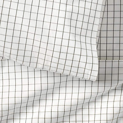 Stax Mini Grid Grey Yarn-Dyed Organic Cotton Kids Sheet Set