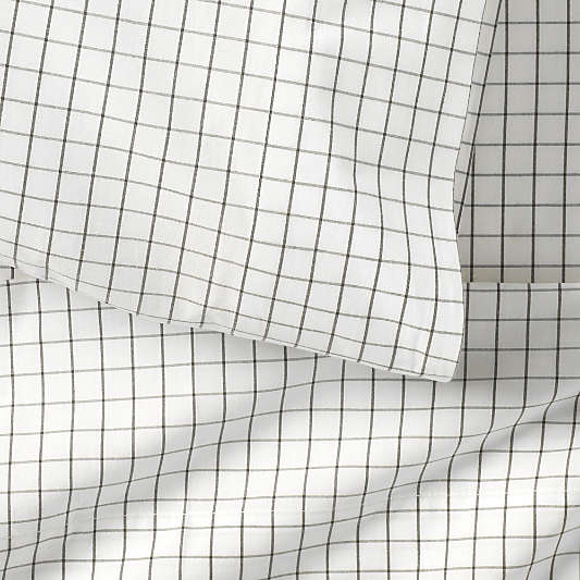 Stax Mini Grid Grey Yarn-Dyed Organic Cotton Kids Sheet Set