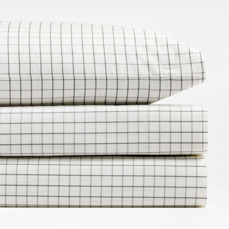 Stax Mini Grid Grey Yarn-Dyed Organic Cotton Toddler Sheet Set - image 3 of 4