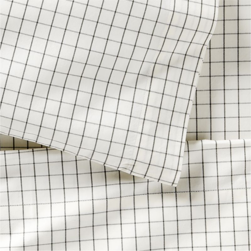 Stax Mini Grid Grey Yarn-Dyed Organic Cotton Toddler Sheet Set - image 2 of 4