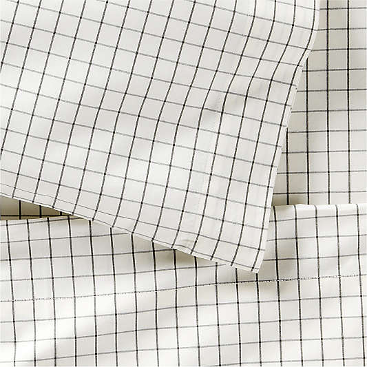 Stax Mini Grid Grey Yarn-Dyed Organic Cotton Toddler Sheet Set