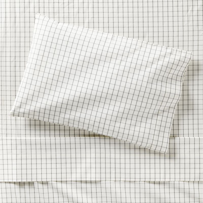 Stax Mini Grid Grey Yarn-Dyed Organic Cotton Toddler Sheet Set - image 0 of 4