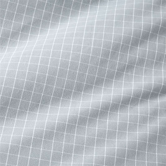 Stax Mini Grid Mist Blue Yarn-Dyed Organic Cotton Kids Full/Queen Duvet Cover