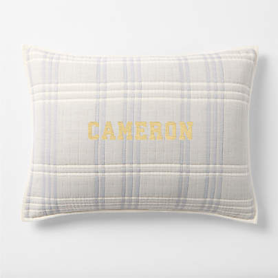 Stax Matelasse Mist Blue Organic Cotton Yarn-Dyed Kids Quilted Pillow Sham