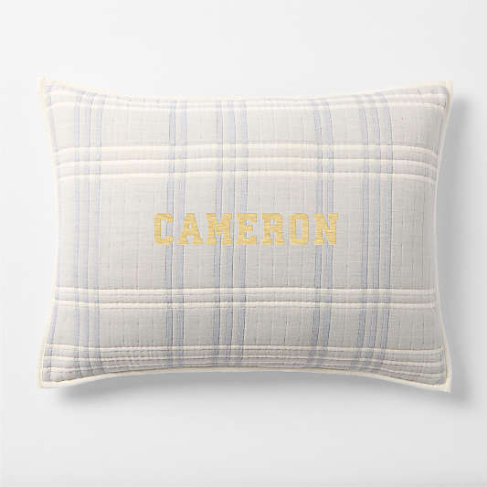 Stax Matelasse Mist Blue Organic Cotton Yarn-Dyed Kids Quilted Pillow Sham