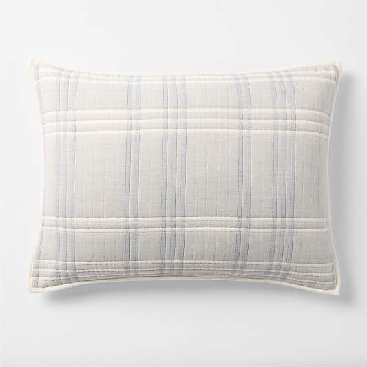 Stax Matelasse Mist Blue Organic Cotton Yarn-Dyed Kids Quilted Pillow Sham