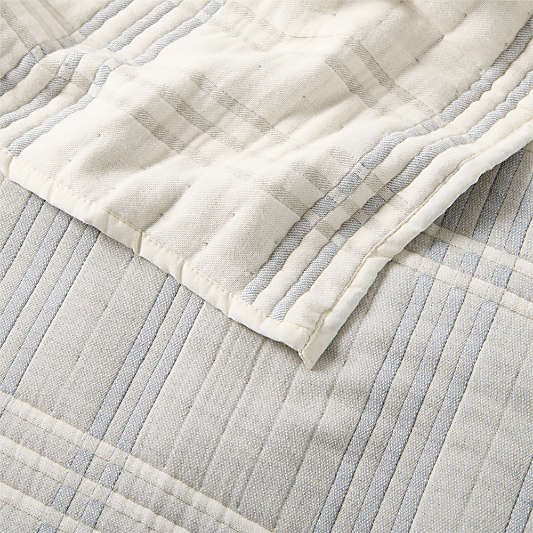 Stax Matelasse Mist Blue Organic Cotton Yarn-Dyed Kids Quilt
