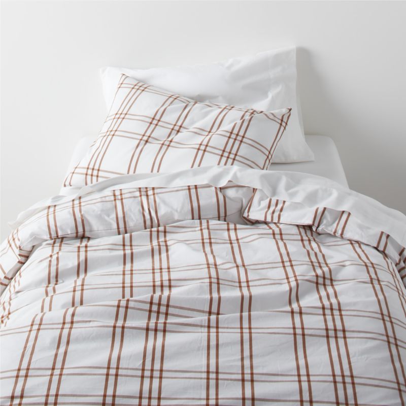 Stax Almond Brown Yarn-Dyed Organic Cotton Kids Twin Duvet Cover