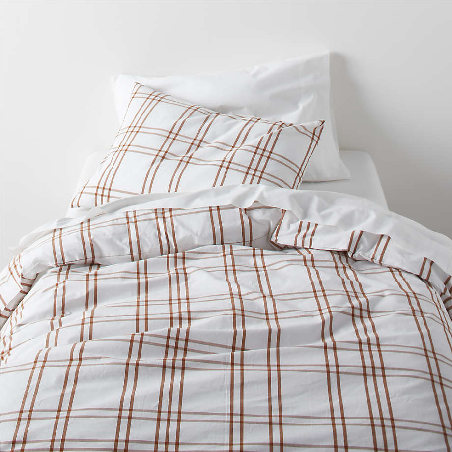 Stax Almond Brown YarnDyed Organic Cotton Kids Twin Duvet Cover