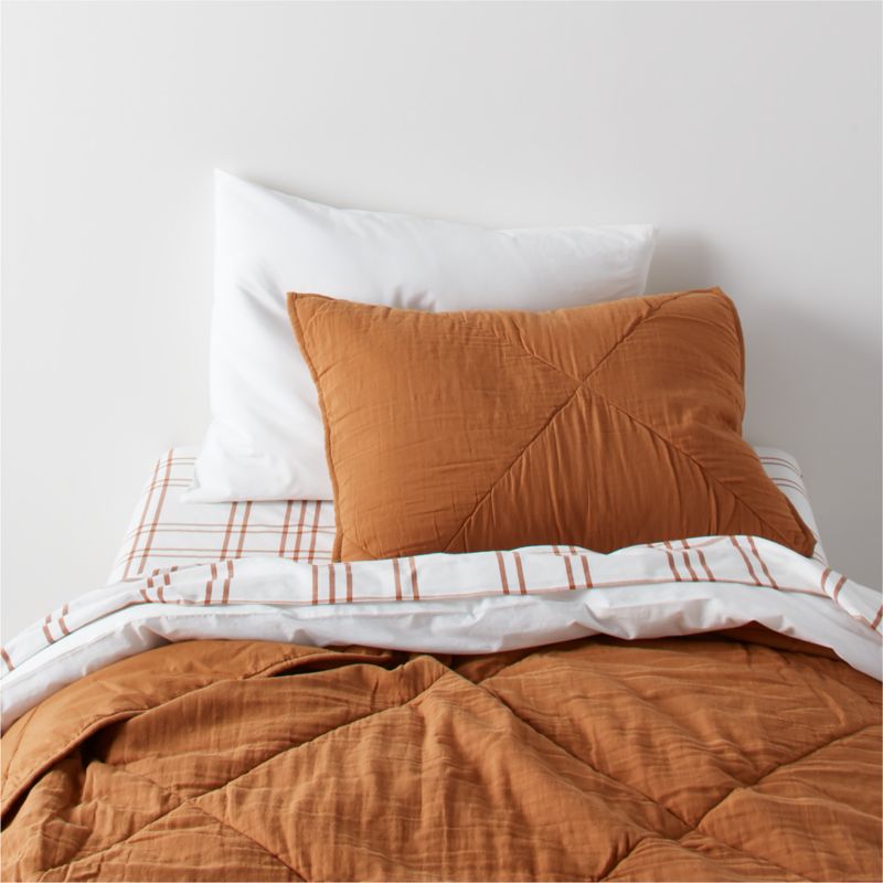 Stax Almond Brown Yarn-Dyed Organic Cotton Kids Pillowcase - image 6 of 12