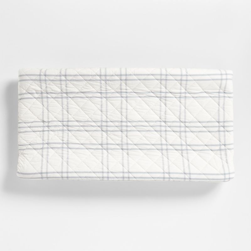 Stax Mist Blue Yarn-Dyed Organic Cotton Baby Changing Pad Cover - image 1 of 2