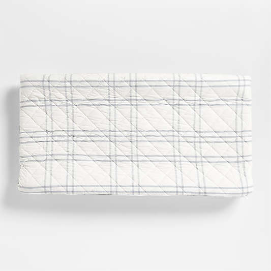 Stax Mist Blue Yarn-Dyed Organic Cotton Baby Changing Pad Cover